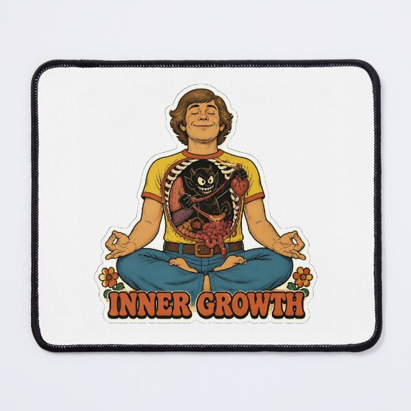 Item preview, Inner Growth Funny Meditation Demon Retro 70s Mental Health Vintage Sticker designed and sold by RareVisuals.