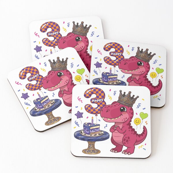 Item preview, Three REX Pink dino 3rd birthday gift dino lover designed and sold by Tronstell.