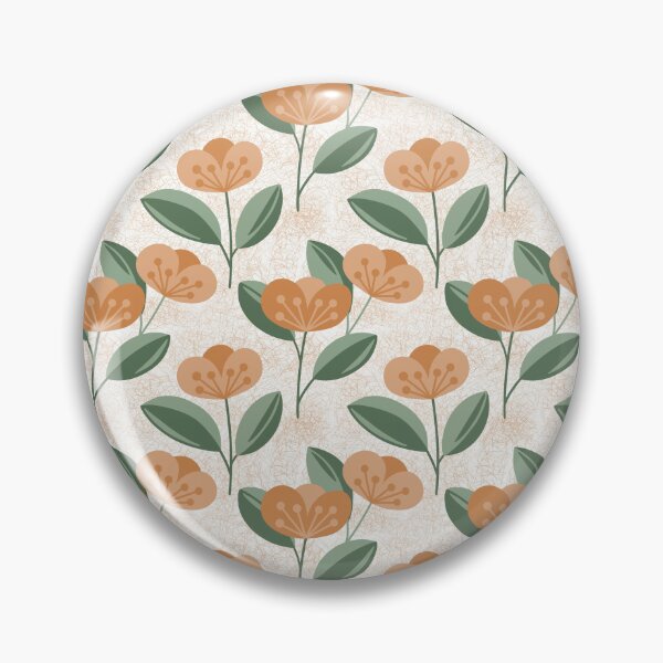 Item preview, Retro Orange Floral Stem Pattern Sage Green Cottagecore Earthy designed and sold by Zaya_art.
