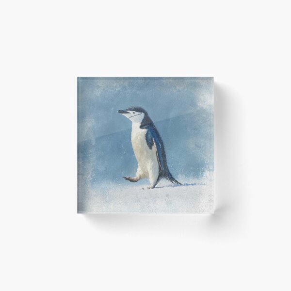 Item preview, Penguin walking across a snowy landscape with blue background designed and sold by Sasas Design.