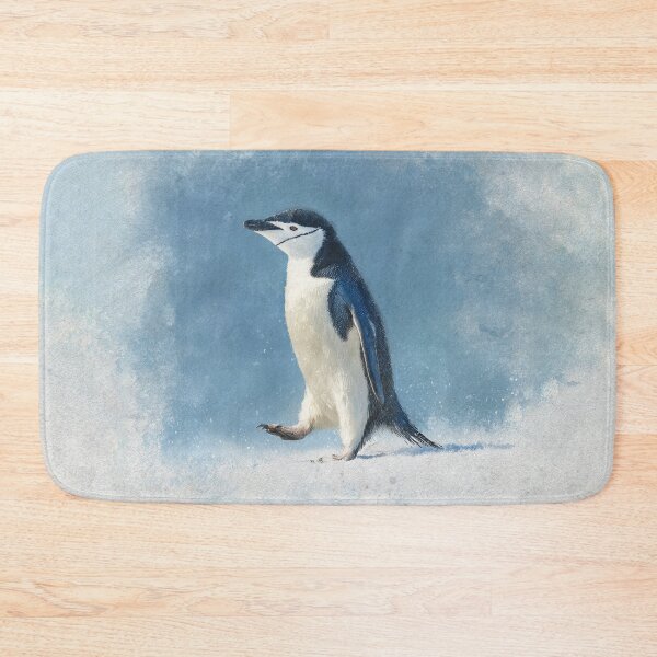 Item preview, Penguin walking across a snowy landscape with blue background designed and sold by Sasas Design.