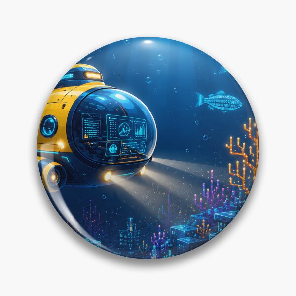 Item preview, : FUTURISTIC SUBMARINE EXPLORING UNDERWATER DATA STRUCTURES designed and sold by PenchalaPrabhas.