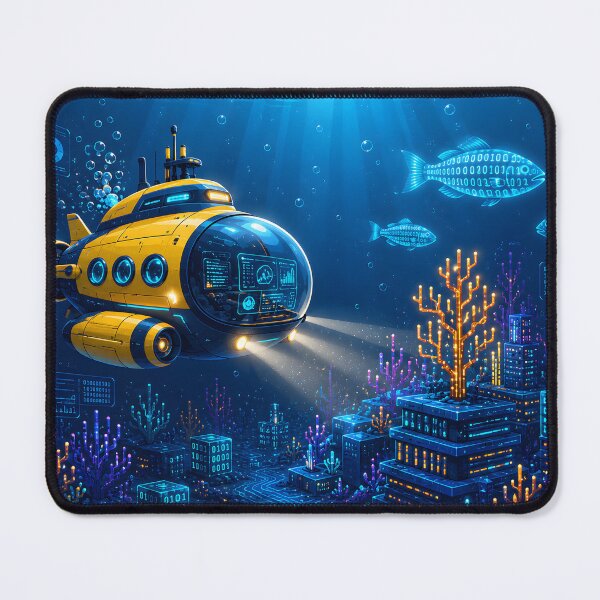 Item preview, : FUTURISTIC SUBMARINE EXPLORING UNDERWATER DATA STRUCTURES designed and sold by PenchalaPrabhas.