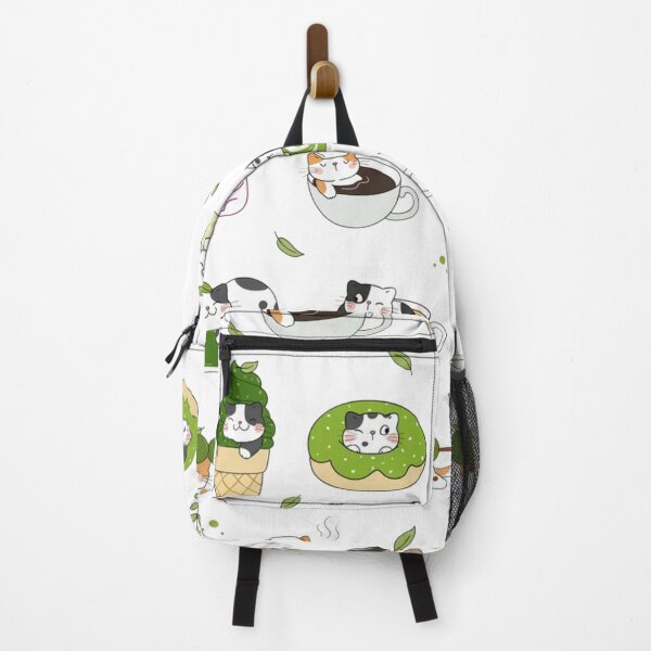 Item preview, Kawaii Matcha Cat Seamless Pattern designed and sold by LinaDesign Store.