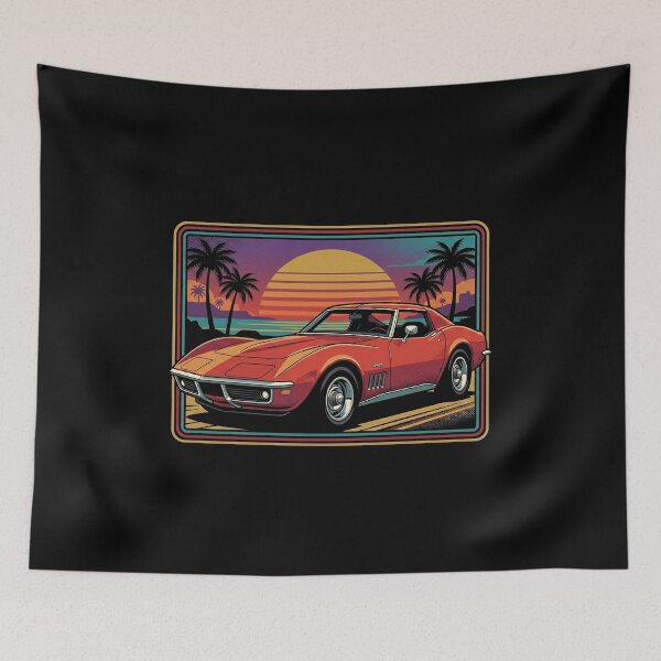 Item preview, C3 Stingray Retro Sunset Front View Classic Muscle Car designed and sold by Off-Road-Zone.
