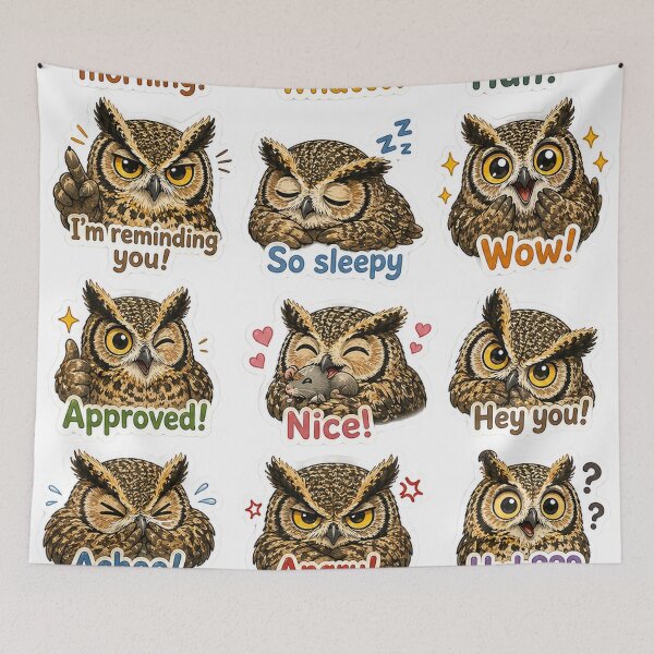 Item preview, Owl Mood Sticker Pack – Cute Owl Reactions for Every Moment designed and sold by MJ-by-Dharan.