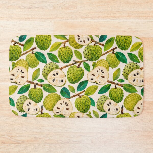Item preview, Chirimoya Seamless Pattern, Tropical annona squamosa,  Fruit Collage Design, Exotic Botanical Green Fruit Repeat Print designed and sold by SWSandraWechner.