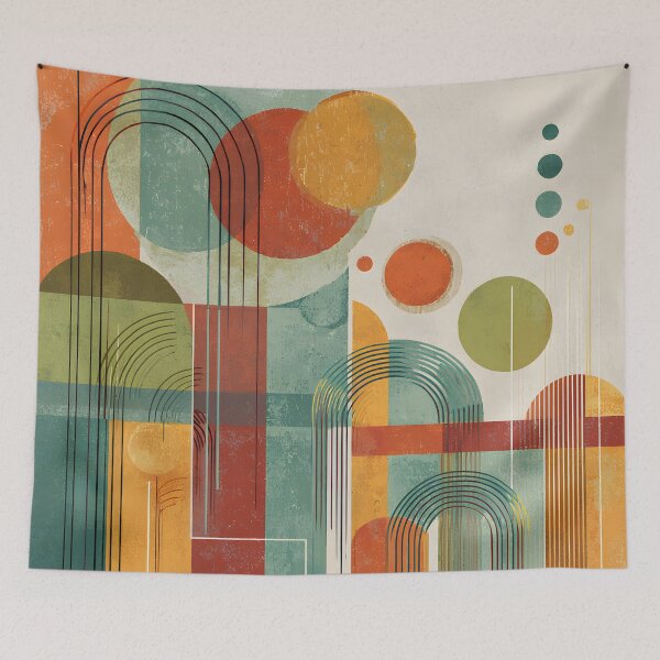 Item preview, Mid Century Modern Geometric Abstract | Retro Bauhaus Shapes Art designed and sold by GrinGalore.