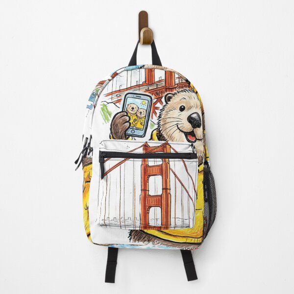Item preview, Cute Sea Otters at Golden Gate Bridge - Matching Yellow Hoodie Selfie Art designed and sold by TaiwanMemory.
