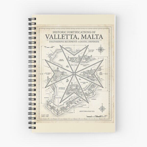 Item preview, Vintage Malta Fortress Knights Hospitaller Blueprint designed and sold by DuckOddity.