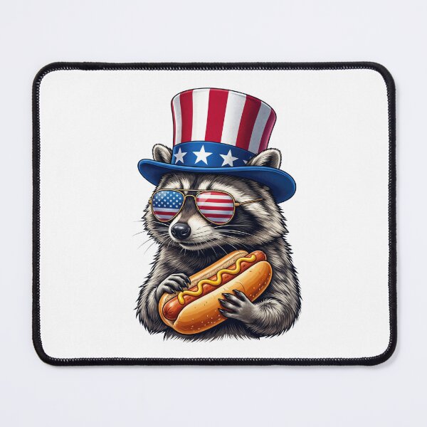 Item preview, Patriotic American Raccoon Eating Hot Dog designed and sold by HometownCozyCo.