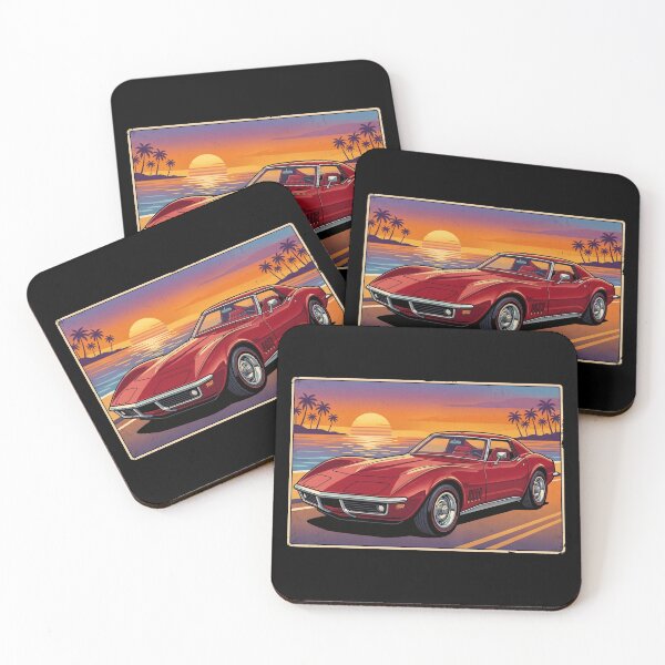 Item preview, C3 Stingray Retro Sunset Front View Classic Muscle Car designed and sold by Off-Road-Zone.