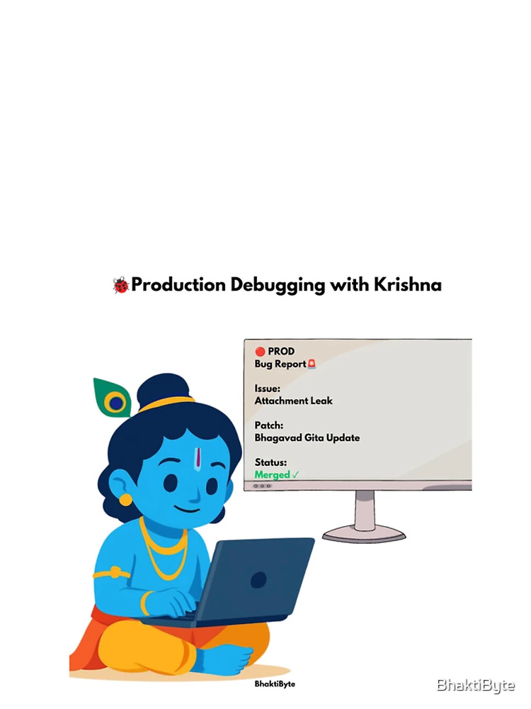 Thumbnail 4 of 4, iPhone Case, Production Debugging with Krishna | Developer Humor Sticker designed and sold by BhaktiByte.