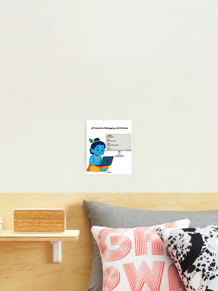 Thumbnail 2 of 3, Photographic Print, Production Debugging with Krishna | Developer Humor Sticker designed and sold by BhaktiByte.
