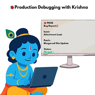 Artwork thumbnail, Production Debugging with Krishna | Developer Humor Sticker by BhaktiByte