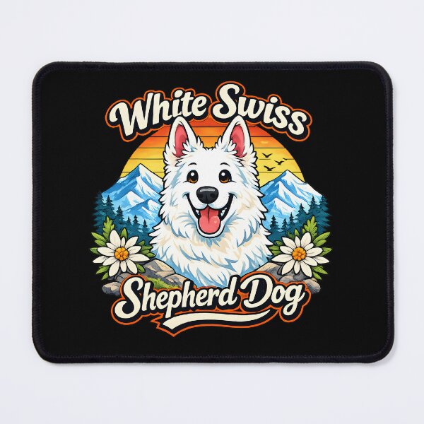 Item preview, White Swiss Shepherd Dog Mountain Sunset Cute Illustration designed and sold by blankTeeShirt.