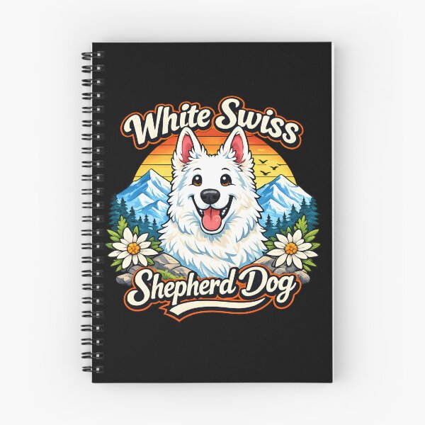 Item preview, White Swiss Shepherd Dog Mountain Sunset Cute Illustration designed and sold by blankTeeShirt.