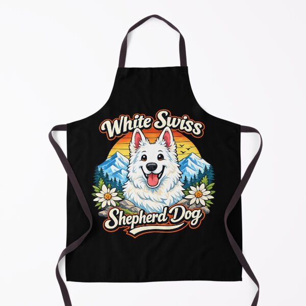 Item preview, White Swiss Shepherd Dog Mountain Sunset Cute Illustration designed and sold by blankTeeShirt.