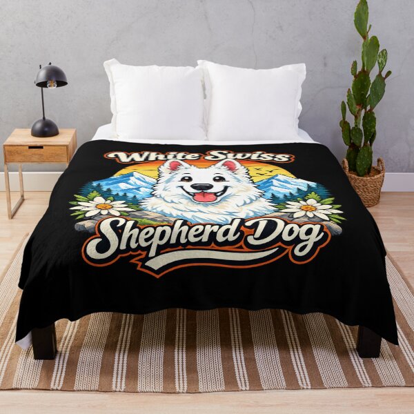 Item preview, White Swiss Shepherd Dog Mountain Sunset Cute Illustration designed and sold by blankTeeShirt.