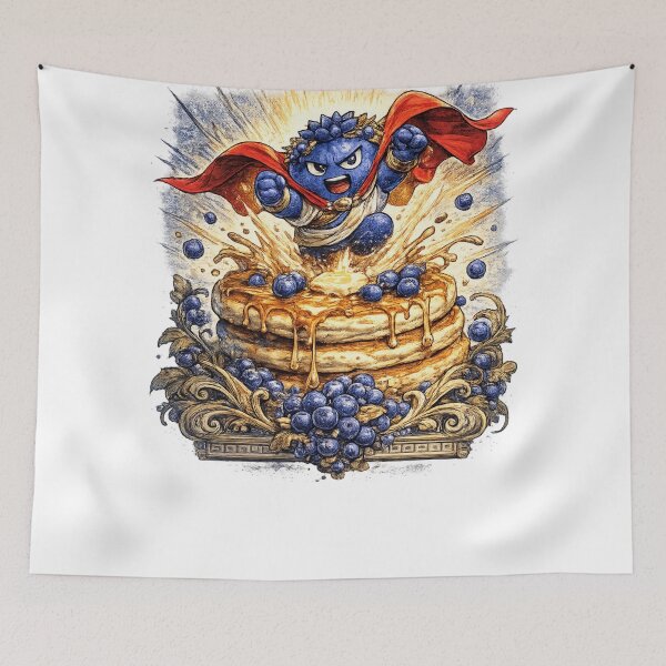 Item preview, Superhero Blueberry Pancake Breakfast Funny Fantasy Fruit Design designed and sold by irfanshikh.
