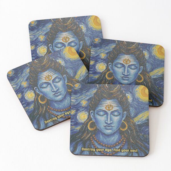 Item preview, Lord Shiva Spiritual Quote Acrylic Canvas Painting designed and sold by littleearty.