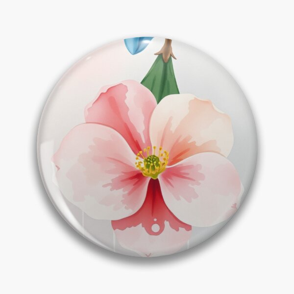 Item preview, Watercolor Pink Flower with Blue Bud designed and sold by Vida e Arte.