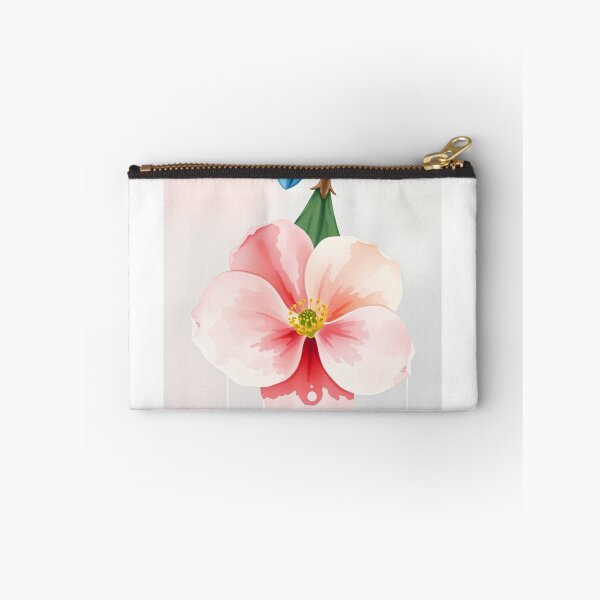 Item preview, Watercolor Pink Flower with Blue Bud designed and sold by Vida e Arte.