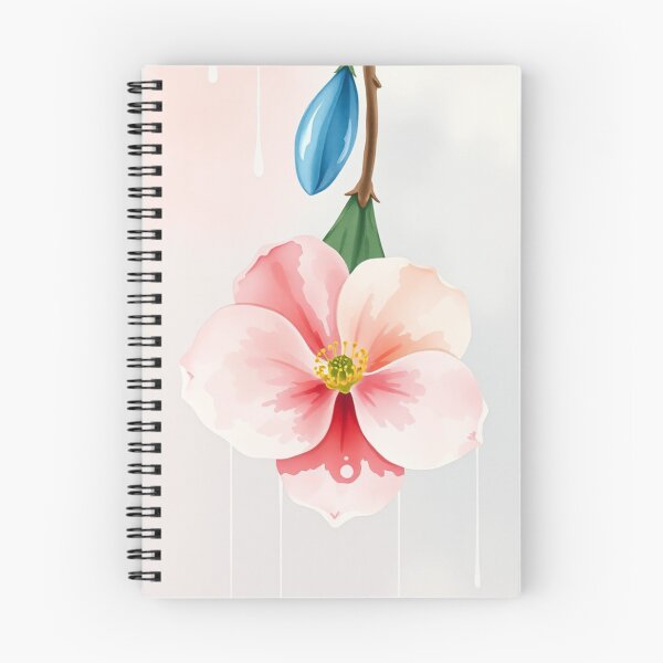 Item preview, Watercolor Pink Flower with Blue Bud designed and sold by Vida e Arte.
