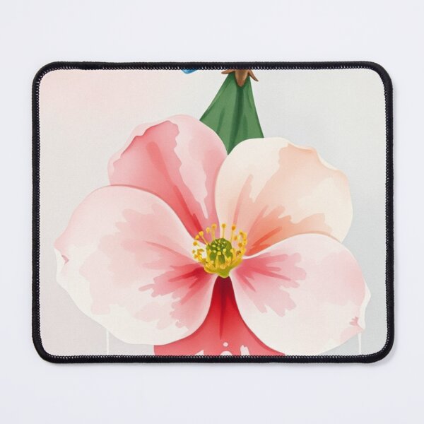 Item preview, Watercolor Pink Flower with Blue Bud designed and sold by Vida e Arte.