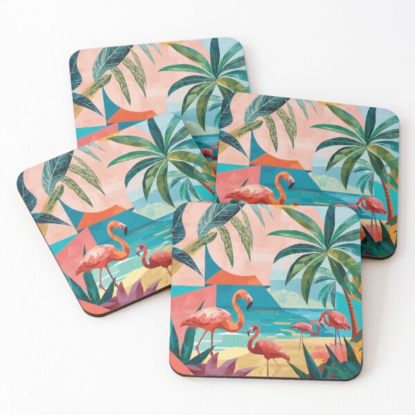 Item preview, Tropical Cubism – Geometric Flamingos & Paradise Dreams designed and sold by Road Rouch Gallery.
