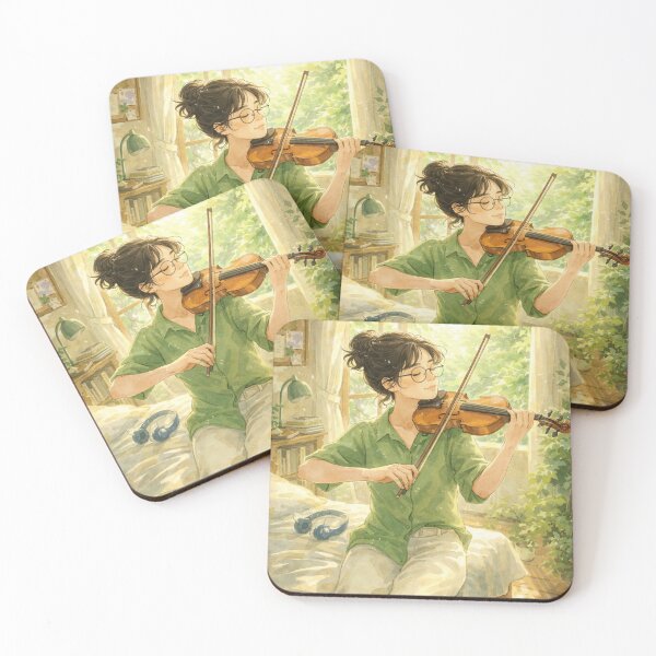 Item preview, Cozy Bedroom Violin Player – Relaxing Music Art designed and sold by stylishdzign.
