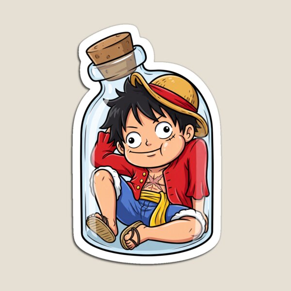 Item preview, Mini Monkey D Luffy Bottle | One Piece Cute Squished Character Jar designed and sold by SquashPopArt.