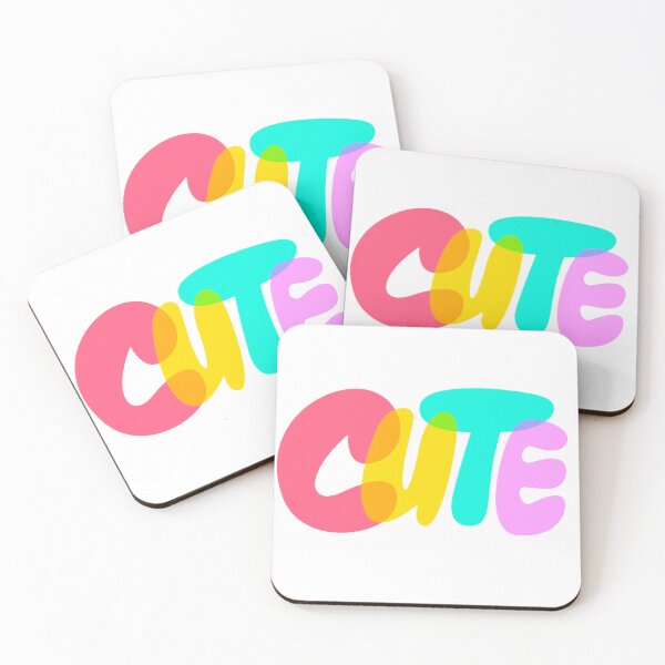 Item preview, "CUTE" Colorful Bubble Letters – Bold Overlapping Typography Illustration designed and sold by BuckaBaby.
