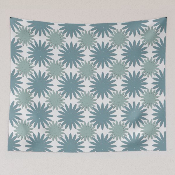 Item preview, Modern Abstract Teal Blue Daisy Floral Motif Pattern designed and sold by WD-Artist.