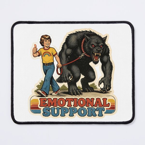 Item preview, Emotional Support Werewolf Funny Retro 70s Mental Health Irony Vintage Sticker designed and sold by RareVisuals.