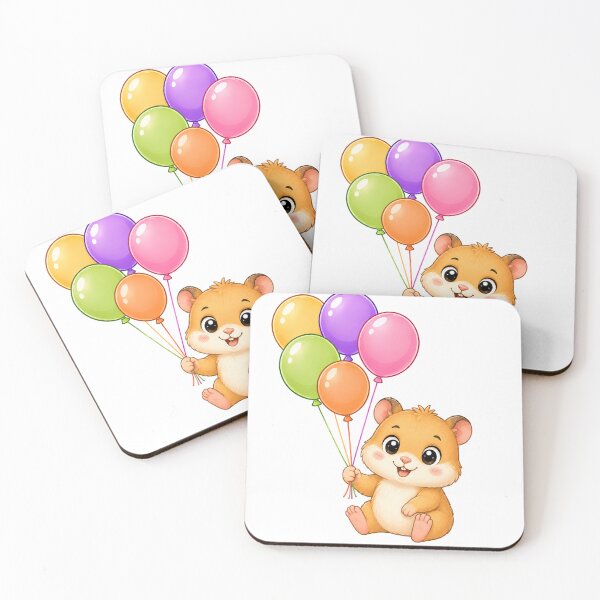 Item preview, Cute Kawaii Hamster With Colorful Balloons designed and sold by Seculinator.