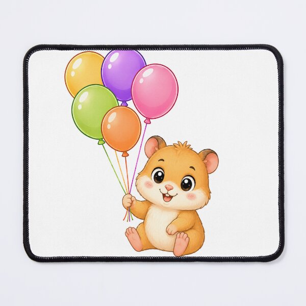Item preview, Cute Kawaii Hamster With Colorful Balloons designed and sold by Seculinator.
