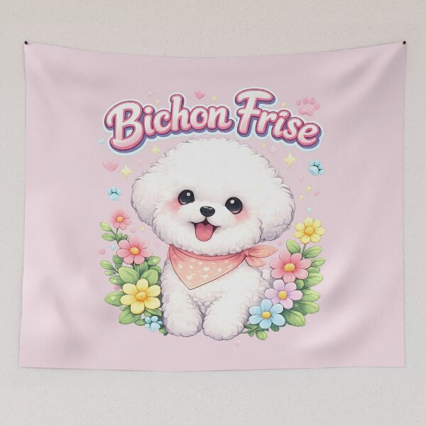 Item preview, Cute Bichon Frise Flower Garden Kawaii Dog Design designed and sold by blankTeeShirt.