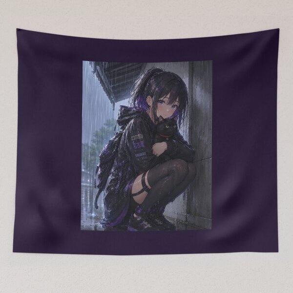 Item preview, Koshin & Kuroneko -Taking shelter from the rain- designed and sold by KOSHIN-NO-KAZE.