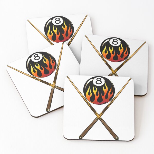 Item preview, Flaming 8 Ball Crossed Pool Cues designed and sold by BeebooDesign.