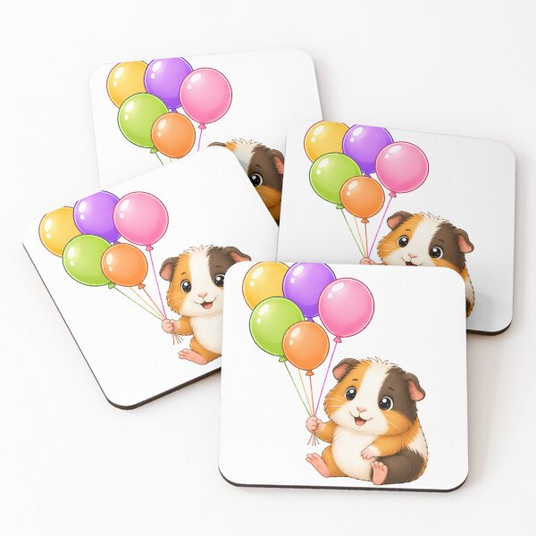 Item preview, Cute Kawaii Guinea Pig With Colorful Balloons designed and sold by Seculinator.