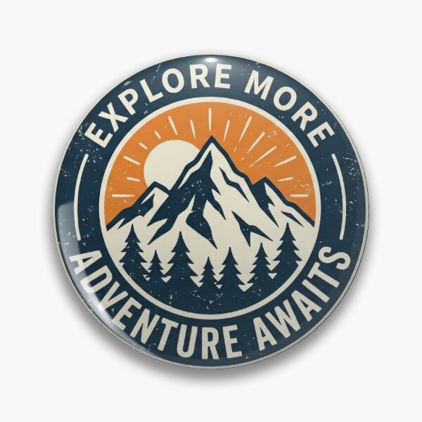 Item preview, Vintage Explore More Adventure Awaits Mountain Badge designed and sold by BitDoodle.
