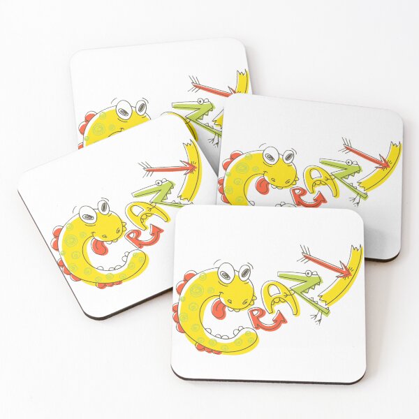 Item preview, "CRAZY" Funky Dinosaur Lettering – Colorful Cartoon Dino Typography Illustration designed and sold by BuckaBaby.