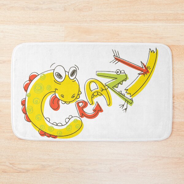 Item preview, "CRAZY" Funky Dinosaur Lettering – Colorful Cartoon Dino Typography Illustration designed and sold by BuckaBaby.