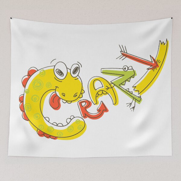 Item preview, "CRAZY" Funky Dinosaur Lettering – Colorful Cartoon Dino Typography Illustration designed and sold by BuckaBaby.