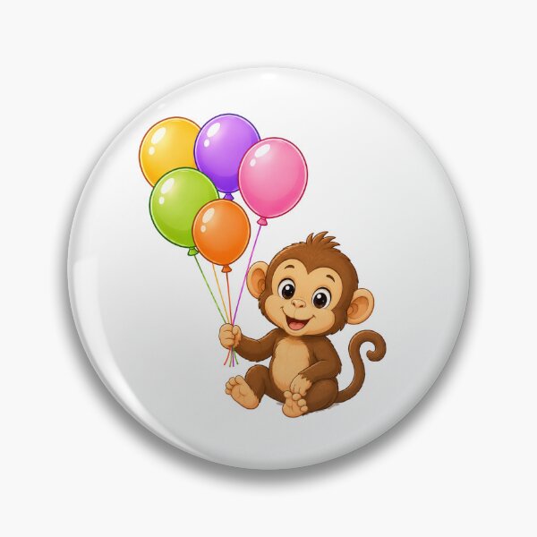 Item preview, Cute Kawaii Monkey With Colorful Balloons designed and sold by Seculinator.
