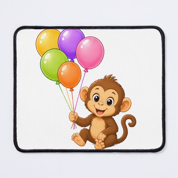 Item preview, Cute Kawaii Monkey With Colorful Balloons designed and sold by Seculinator.