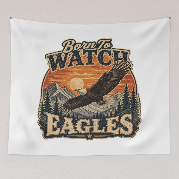 Item preview, Born To Watch Eagles – Vintage Bald Eagle Mountain Sunset Design designed and sold by MJ-by-Dharan.