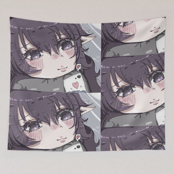 Item preview, girl with purple hair texting (anime) designed and sold by MysticRacoon6.