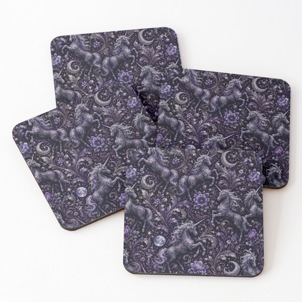 Item preview, Dark Unicorn Moon Floral Pattern designed and sold by Rui Mythic Studio.